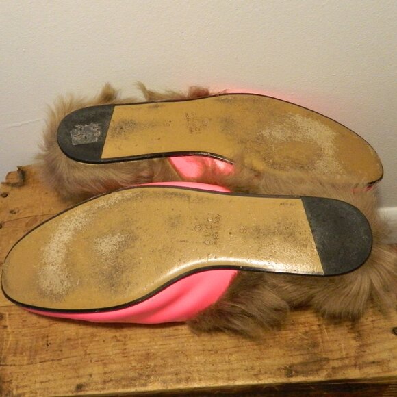 Gucci Princetown Fur Lined Horse-bit Hot Pink Fuchsia Slip On Mules 9 NWT EUC! - Picture 4 of 7